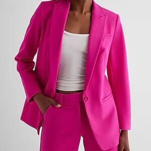Studio Stretch Twill Boyfriend Blazer pink fuchsia